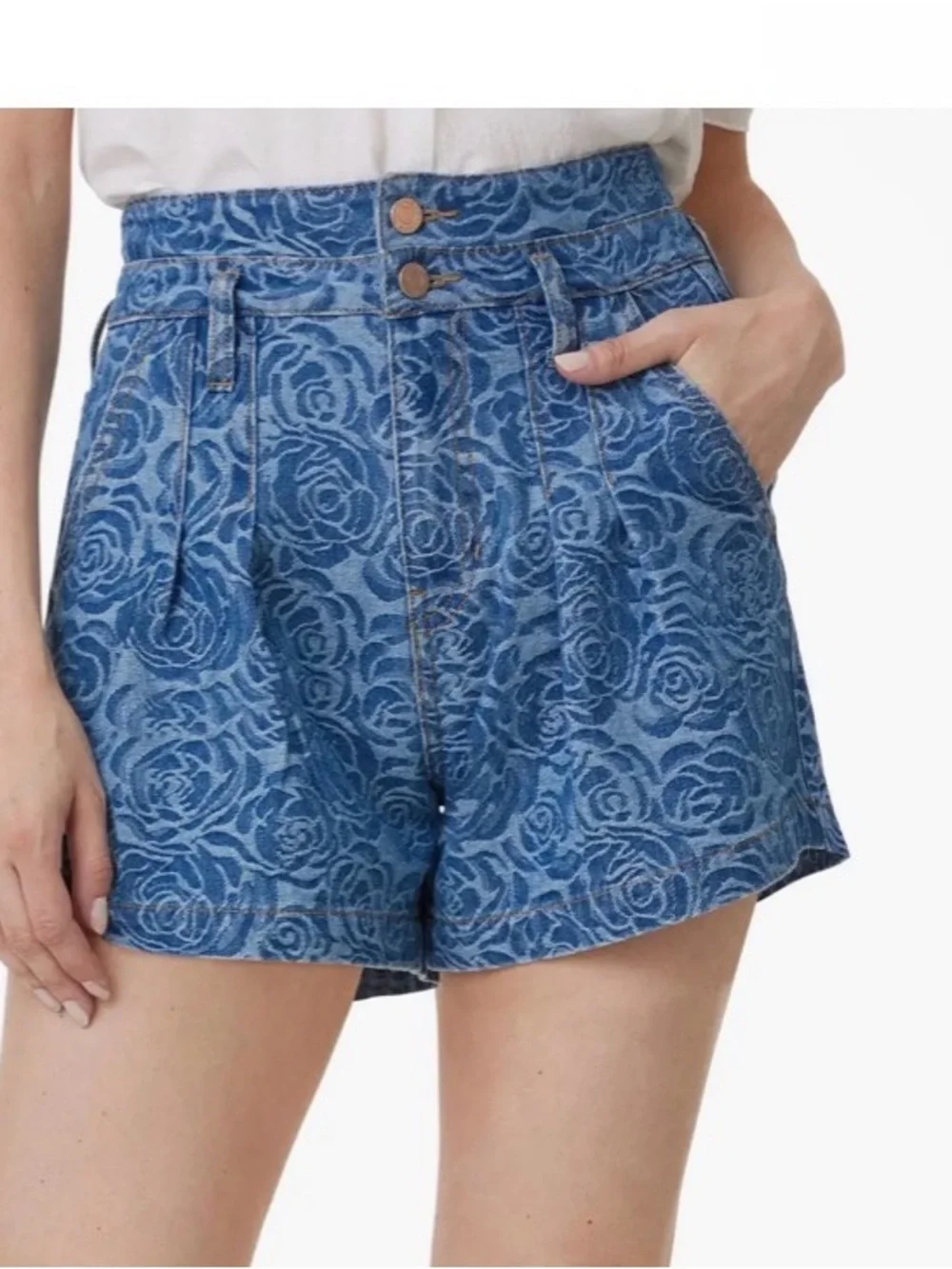 Habitual Blue Floral Print Denim Shorts